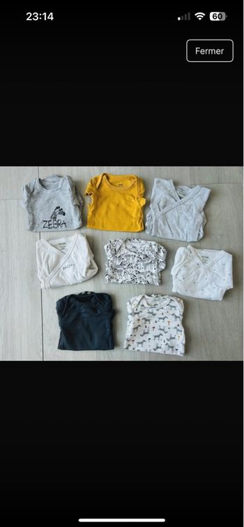 Lot bodies manches courtes 1 mois