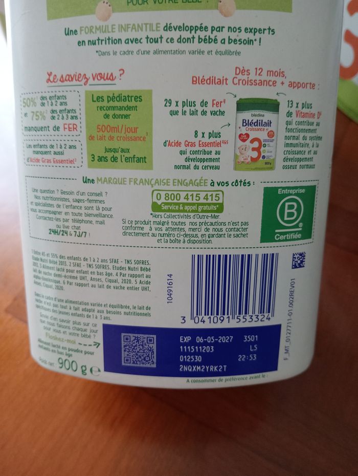 Lait bledelait croissance + - photo numéro 2