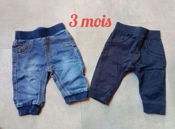 Lot de 2 pantalons, 3 mois