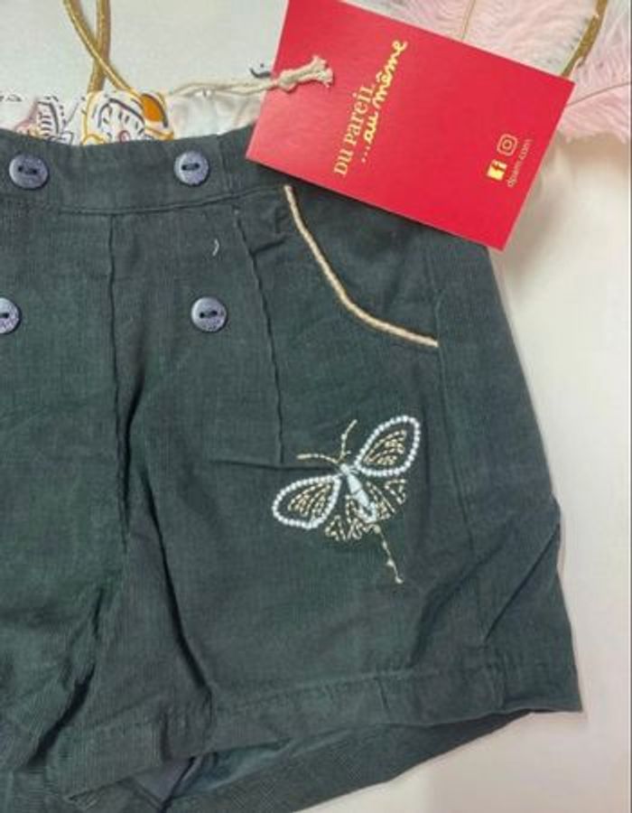 Short bébé fille - velours noir brodé - neuf - Dpam - photo numéro 2