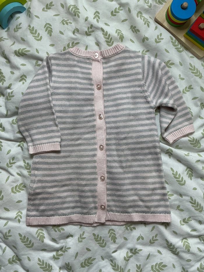 robe manches longues gris et rose brioche 3 mois - photo numéro 5