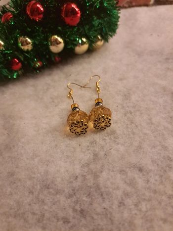 Boucles d'oreilles pendante chic doré orange