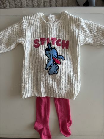 Robe et collant rose stitch