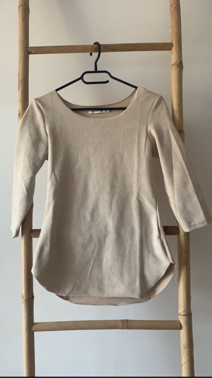 Pull long beige Manche 3/4