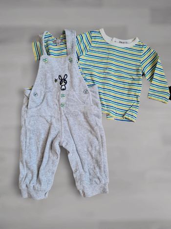 Ensemble garçon salopette velours t-shirt manches longues