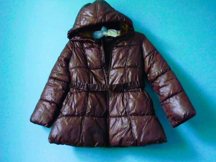 Doudoune Fille Manteau Floriane 8 ans capuche fourrure marron TBE