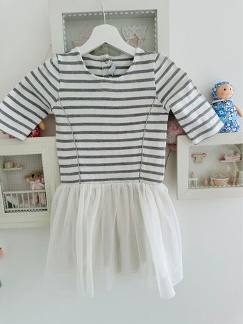 Robe rayure argenté / tull pailletée