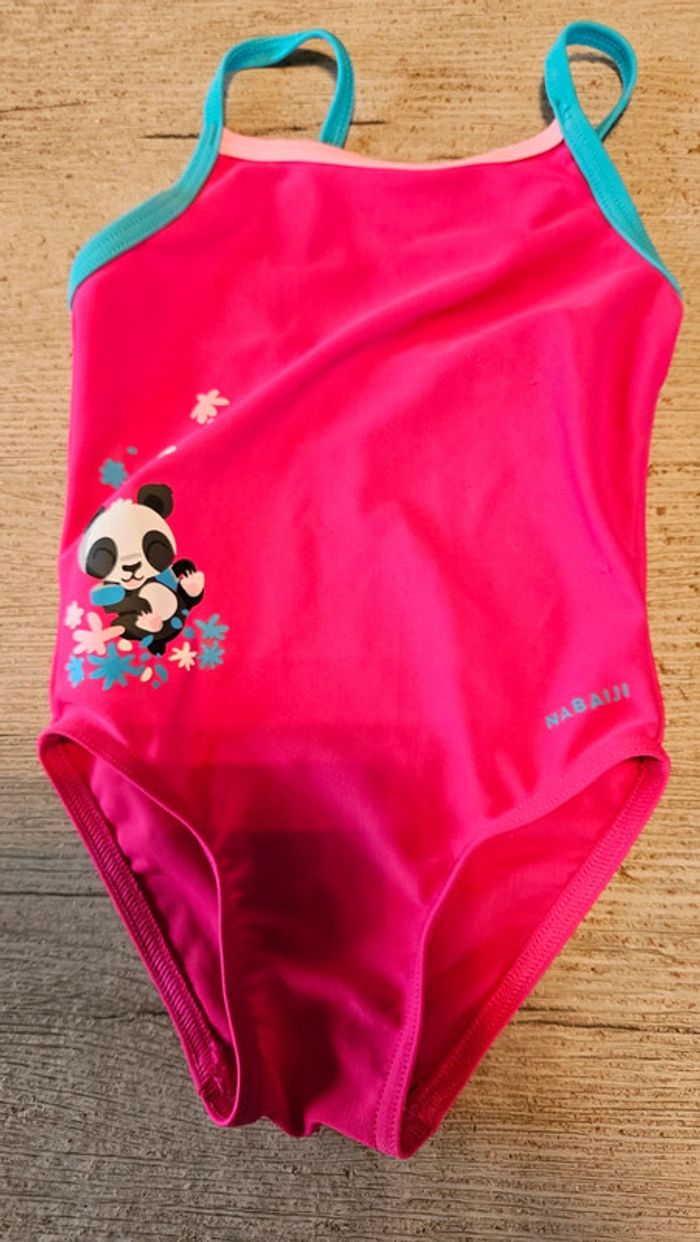 Maillot de bain 1 pièce fille, rose fushia, Decathlon, 3 ans, nickel - photo numéro 3