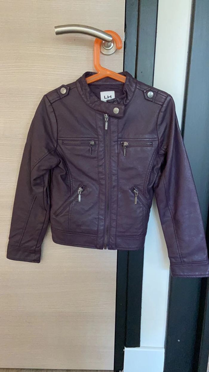 Veste simili cuir prune 8 ans
