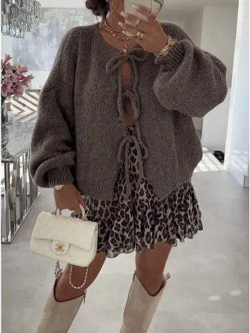 Gilet - Marron - Nœuds - Décontracté - Cocooning - Automne