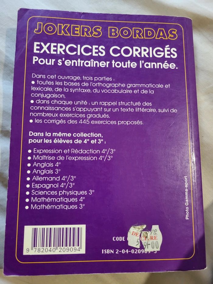 Jokers orthographe grammaire 4ème/3ème exercices corrigés Bordas - photo numéro 2