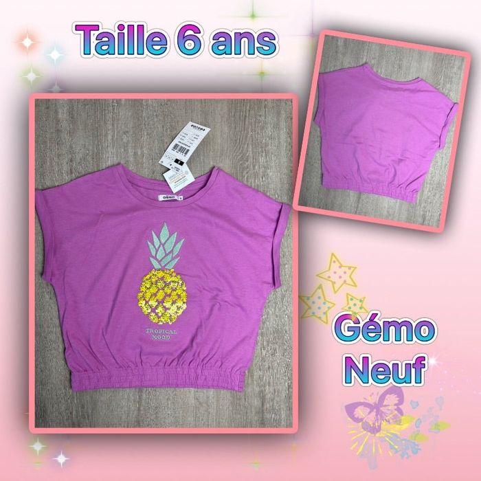 T-shirt été violet avec sequins - taille 6 ans - neuf