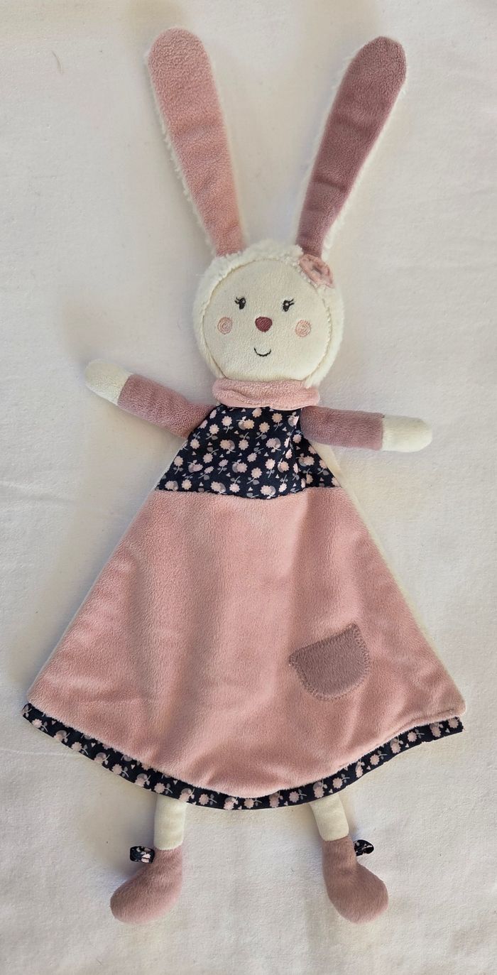 Doudou plat Lapin Miss fleur de Lune - Sauthon