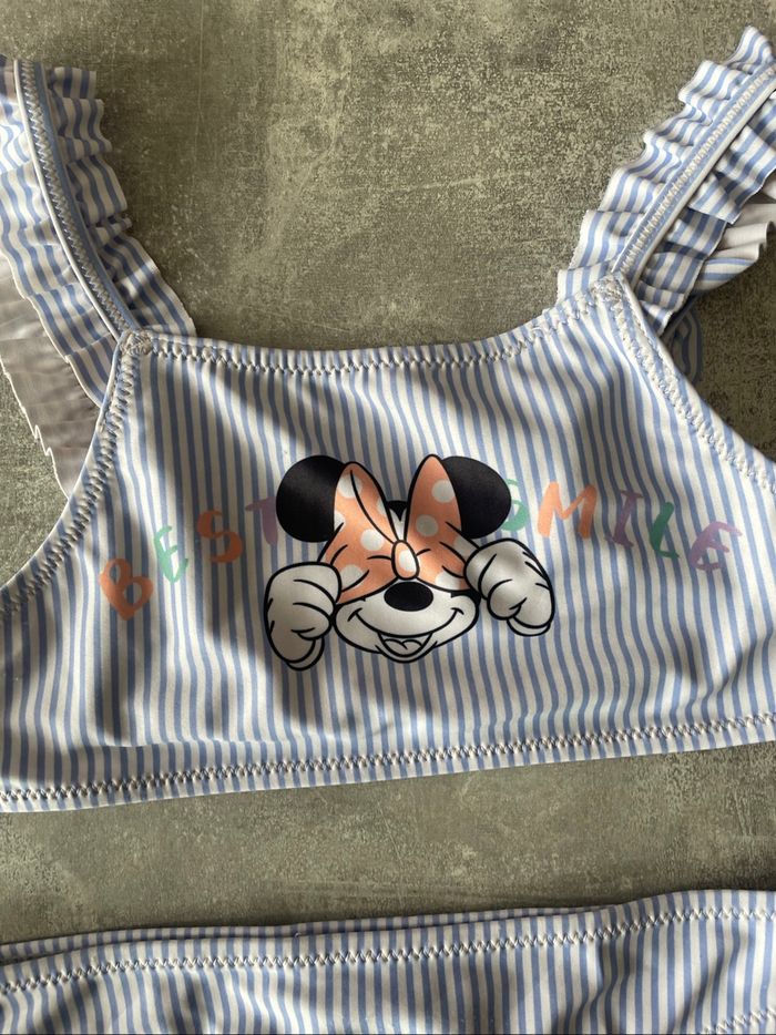 Maillot de bain 2 pièces rayé bleu - Minnie fille 5 ans - photo numéro 2