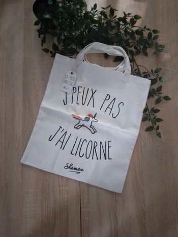 🌸Tote bag en jute neuf "j'peux pas j'ai licorne"🌸
