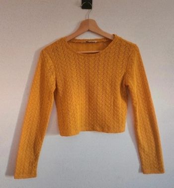 Pull femme S Zara – moutarde – maille ajourée – très bon état