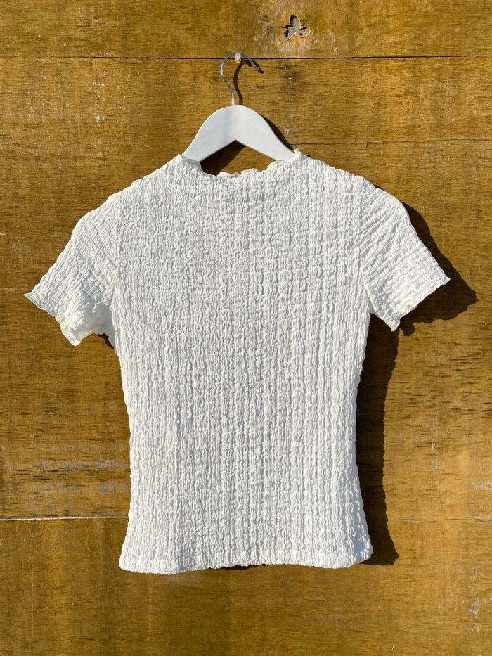 T-shirt smocké blanc Zara - photo numéro 3