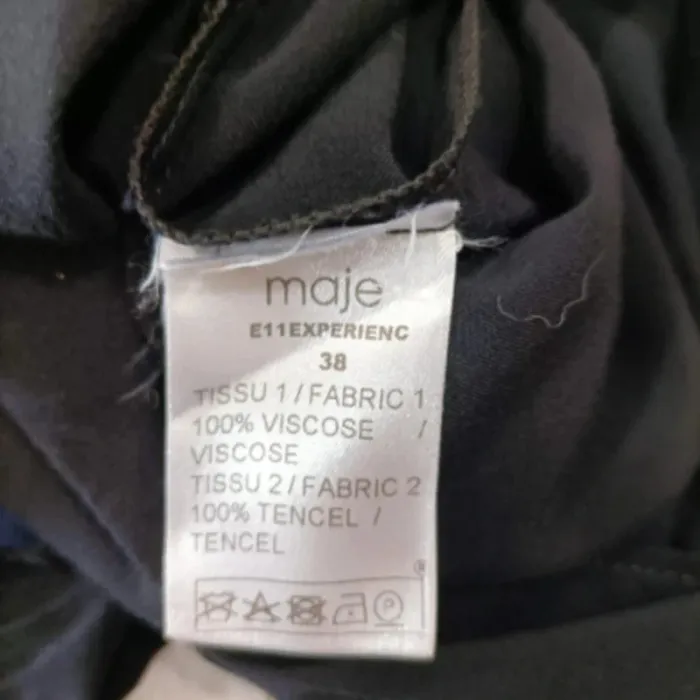 Combishort Maje bleu marine drapé à volants – taille 38 fluide - photo numéro 11