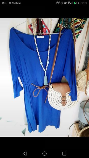 Robe droite bleue électrique en coton léger