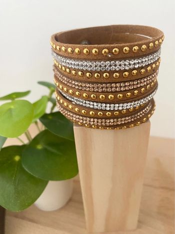 Bracelet manchette camel et doré NEUF