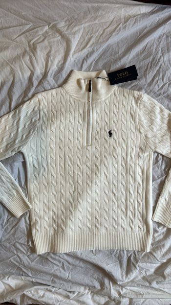 Pull torsadé Ralph Lauren blanc 