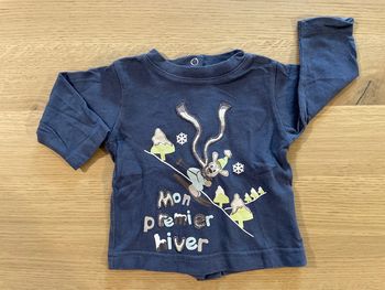 T-shirt manches longues bleu petit kimbaloo 1 mois