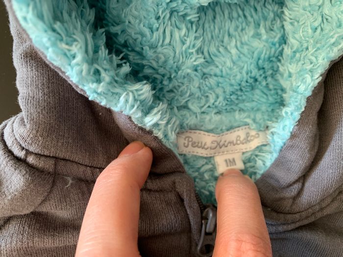 Ensemble chaud gris bleu garçon pantalon & sweat à capuche 1 mois - photo numéro 4