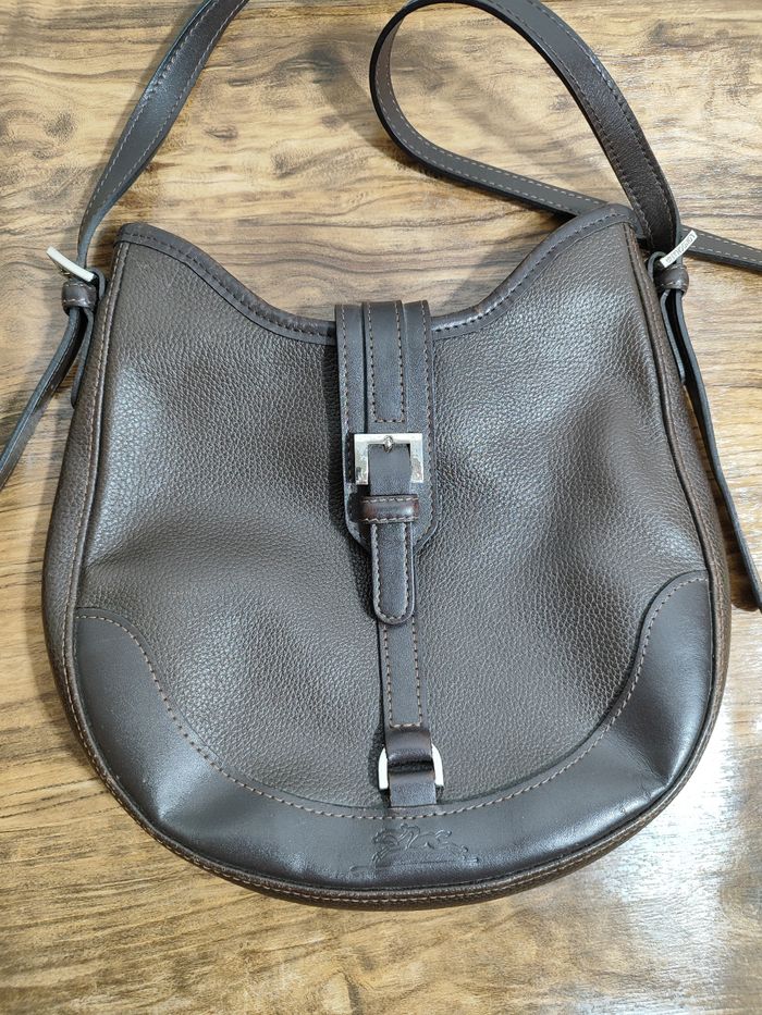 Sac à bandoulière Longchamp en cuir marron - photo numéro 4