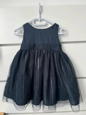 Robe de fête  bleu marine et doré 12 mois fille