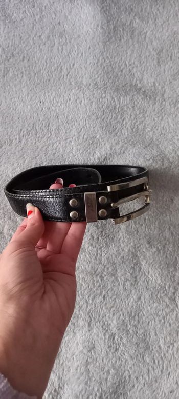 Ceinture noire en cuir 32 80cm vintage