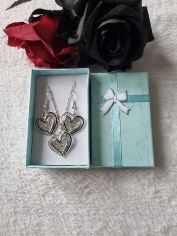 Ensemble bijoux pendentif argenté