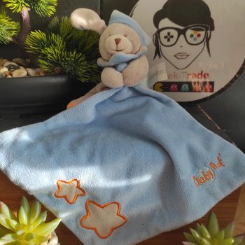 Baby nat' luminescent Chien Lapin Gris Bleu Orange Bonnet Étoile BN792 Mouchoir #geektradedoudou