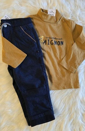 Neufs (non portés) 🏷🏷🤩💙SUPERBE  Ensemble sous pull et pantalon doublé 23/24mois Garçon 💙🤩