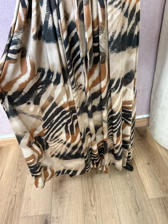 Robe femme robe longue femme été robe automne noir beige motifs taille 54 taille 56 neuf - photo numéro 3