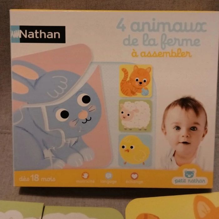 Jeu bébé petit Nathan 4 animaux de la ferme à assembler
