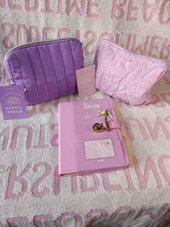 Lot papeterie girly 2 trousses + journal intime avec cadenas – neuf – scolaire / enfant