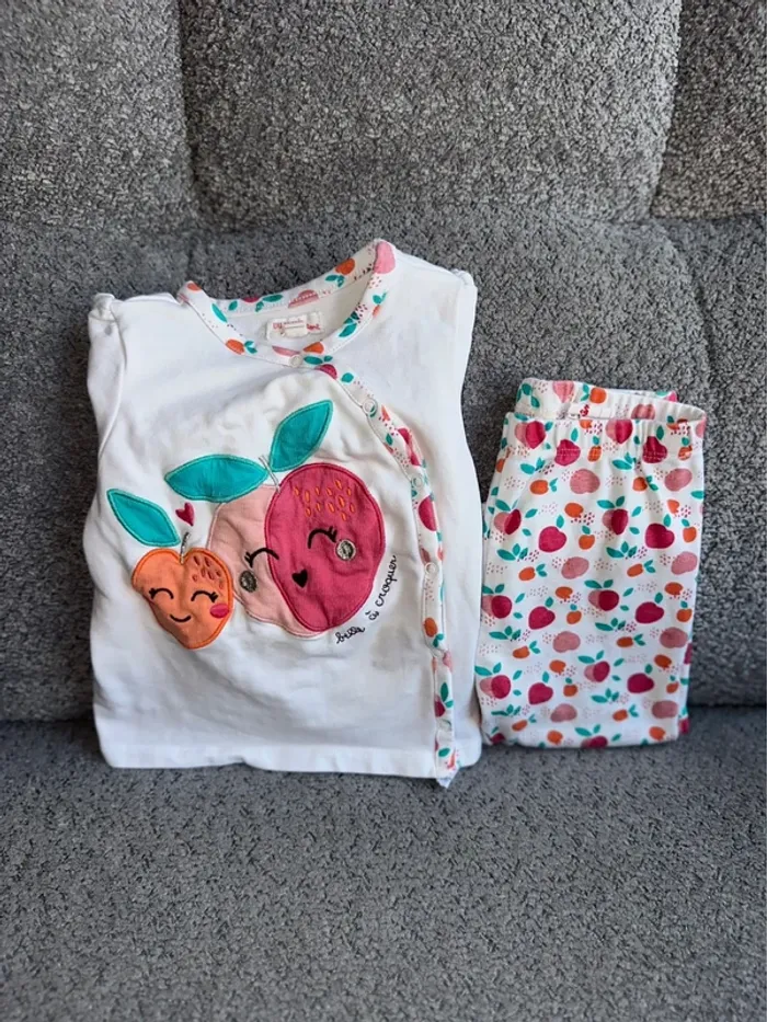 Ensemble pyjama 2 pièces blanc rose bleu motifs fruits Du Pareil Au Même - photo numéro 6