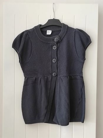 👕 Gilet manches courtes femme – bleu gris, fermeture 3 boutons