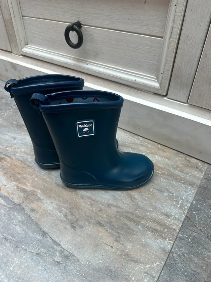 Weishuo Bottes de Pluie Enfant PVC 24 bleu marine - photo numéro 3