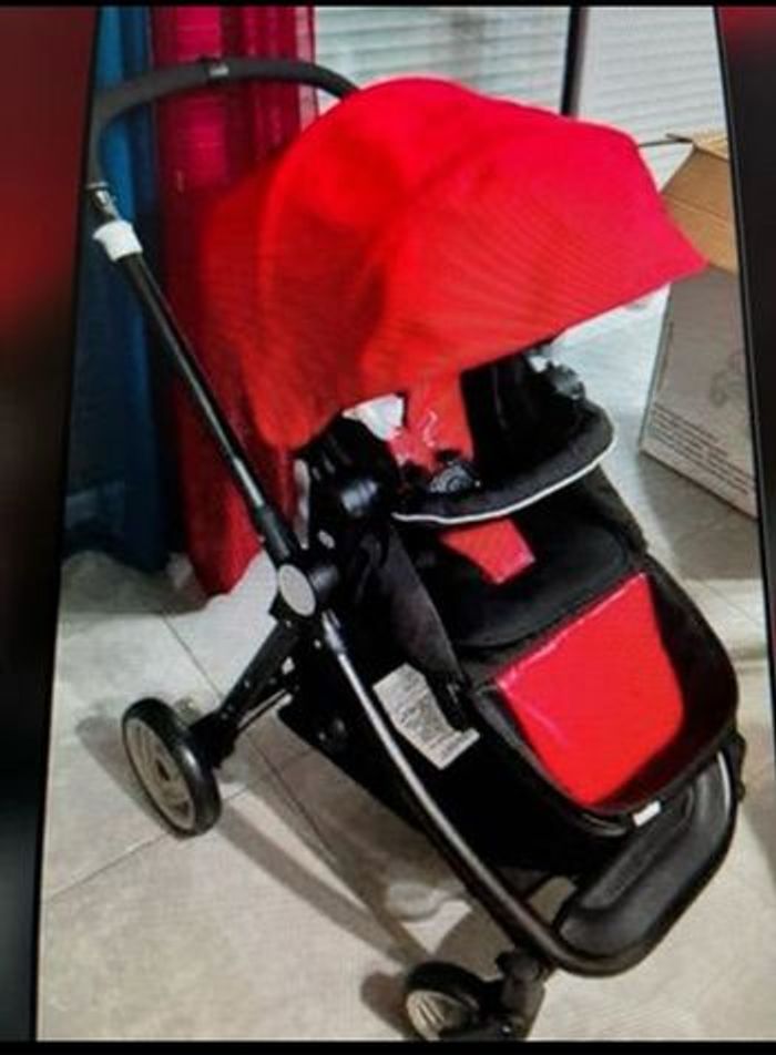 Poussette rouge + siège auto looping, rouge et noir - photo numéro 3