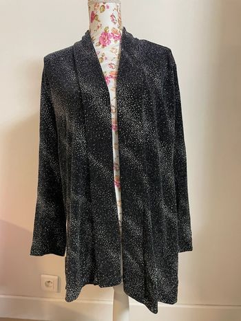 Cardigan/ kimono avec strass noir et argenté