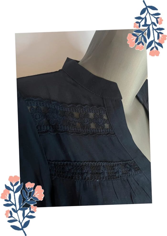 Chemise fluide bleu foncé avec dentelle – Majolica, Taille M - photo numéro 4
