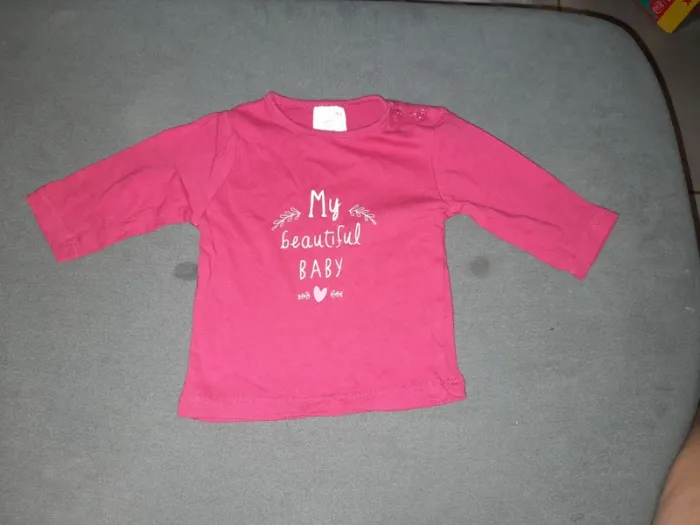 Tee shirt rose fushia m'y beautiful baby kiabi 3 mois 56/62 cm