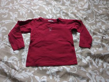 T-shirt manches longues rouges Okaïdi strass 2 ans neuf