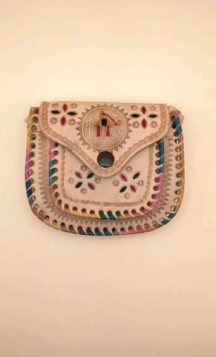 Petit sac à main artisanal Maroc, en cuir, artisanat - photo numéro 2