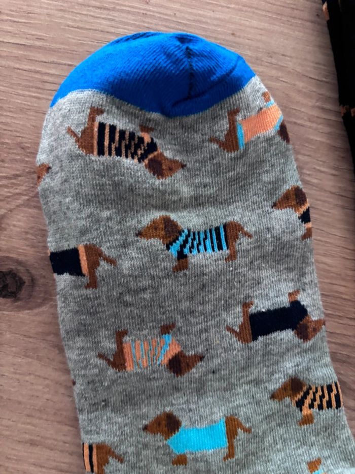 Lot de 3 paires Chaussettes courtes  motif chien teckel hommes femmes - photo numéro 6