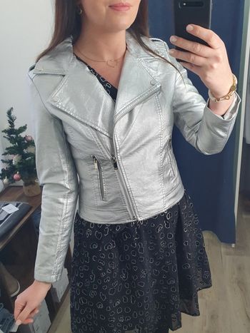 Perfecto simili cuir argenté Dubai Taille XL