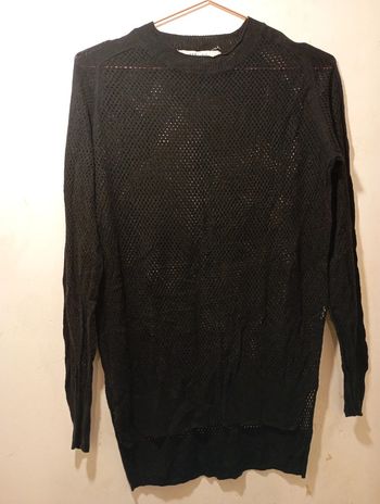 Pull fin maille ajourée noire