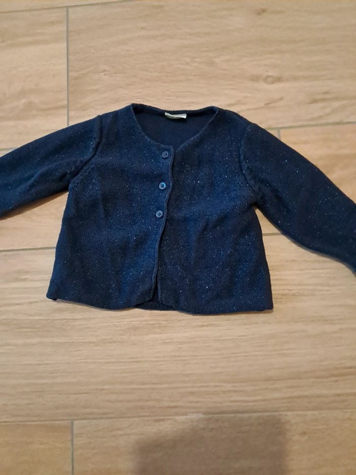 Gilet boutons paillettes bleu marine 18 mois - photo numéro 2