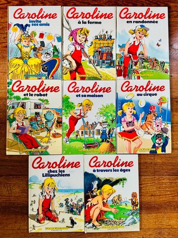 Lot de 8 albums Caroline vintage blancs livres bd Pierre Probst Hachette